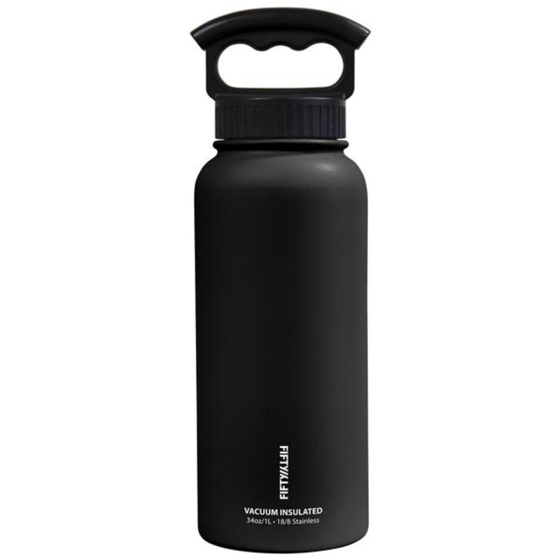 FIFTY/FIFTY 34oz Bottle 3 Finger Grip Cap Matte Black