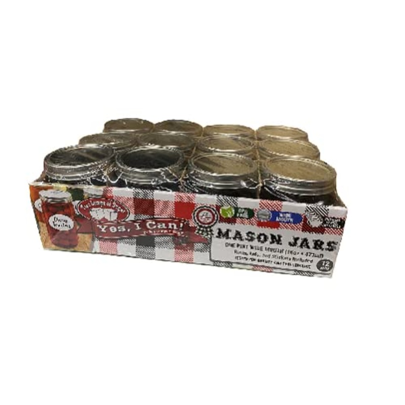 Two Lumps of Sugar Mouth Jars 16 Oz Clear
