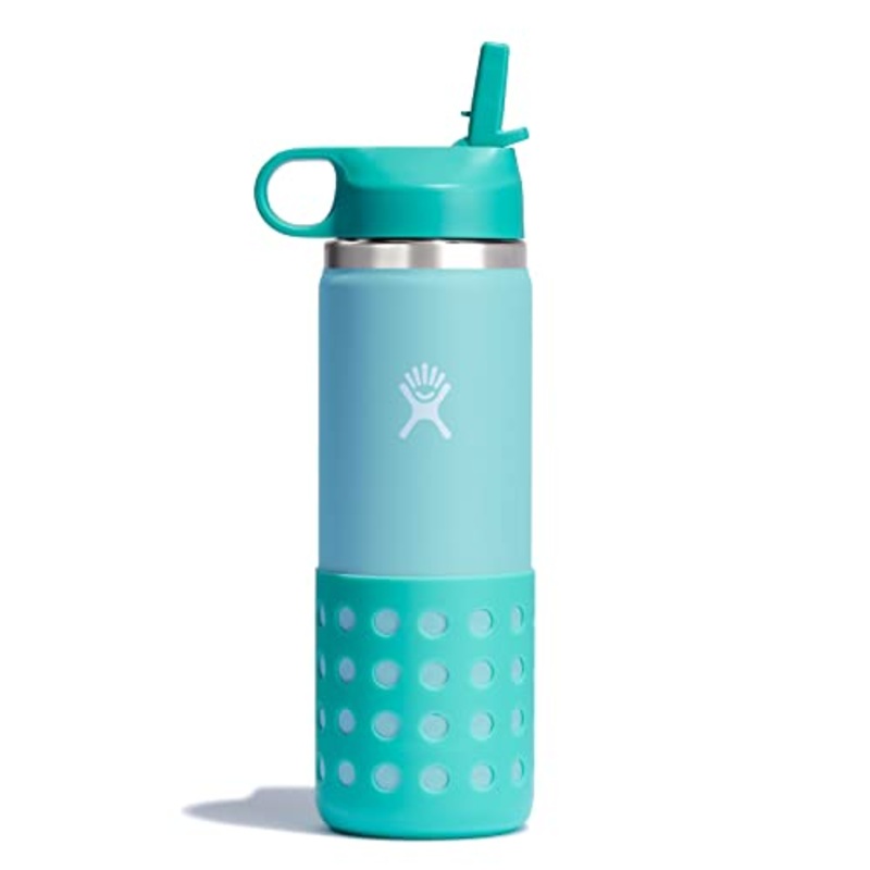 Hydro Flask 20 Oz. Kids’ Wide Mouth Bottle with Straw Lid and Boot Orange