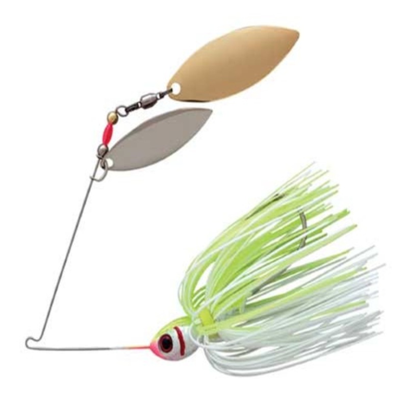 BYBW12-616 Booyah Double Willow Spinner Bait 0.5 Oz. – White-Chartreuse