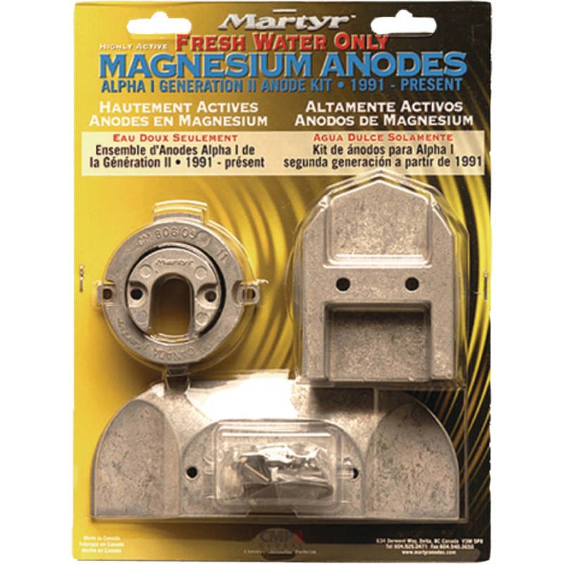 Anode Kit for Mercury Alpha I Gen II Drives ’91 – Present (1-7621451 – 8061051-8216291-8216312-806189) in Zinc