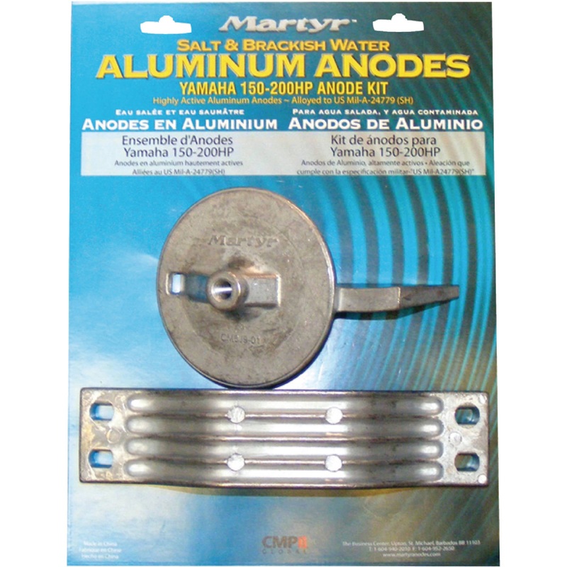 Anode Kit for Yamaha 150 HP to 200 HP Outboards (Contains 1- 6G54525101 1- 6J94537101 and Fastening Hardware)