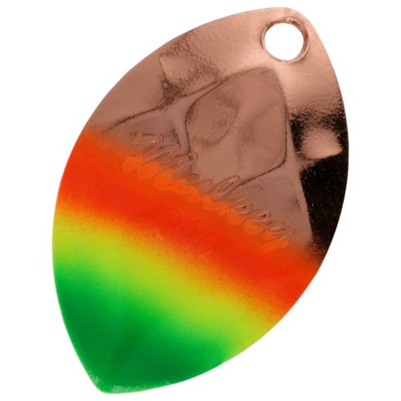 Yakima Bait Mulkey Spinner Blades – 1-1/8″ – Copper Red Chartreuse Green Rainbow Tip