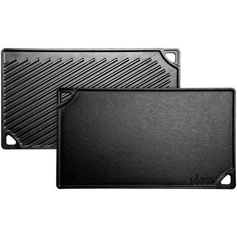 Lodge Double Play 16.75 in. Black Cast Iron Reversible Stovetop Griddle