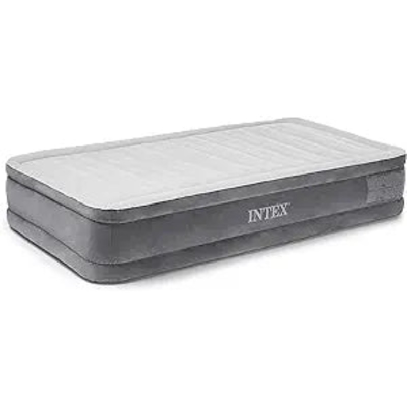 Intex Dura-Beam Deluxe Comfort-Plush Air Mattress 18″ Queen w/ Built-In Electric Pump