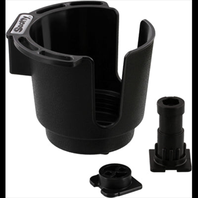SCOTTY Cup Holder with Bulkhead/Gunnel Mount and Rod Holder Post Mount – Black