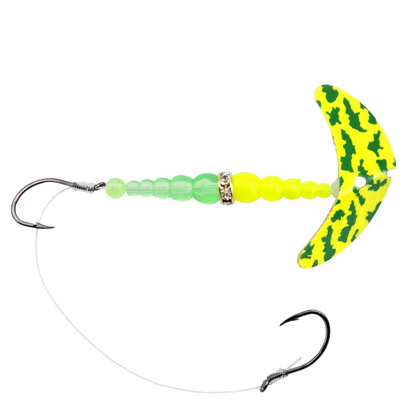 Mack’s Lure Double Whammy Walleye Series Spinner Rig – 1.5″ – Yellow Chartreuse/Fluorescent Green