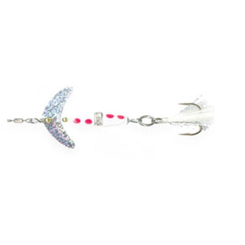 Mack S Promise Keeper Weighted Spinner  White Red Dot  1/8oz  Spinner Baits