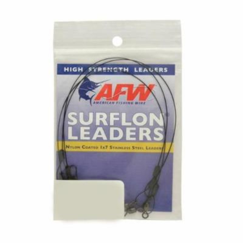 Surflon Leaders Nylon Coated 1X7 Stainless Sleeve Swivel Locksnap 30 Lb 14 Kg Test Black 24 I
