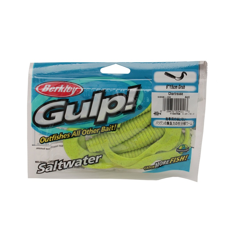 Berkley Gulp! Saltwater Grub – 6 in. – Chartreuse – GSG6-CH