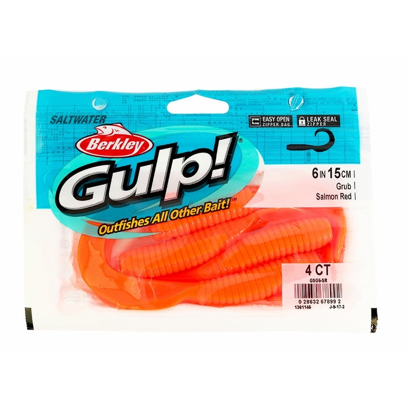 Berkley Gulp! Saltwater Grub – 6 in. – Salmon Red