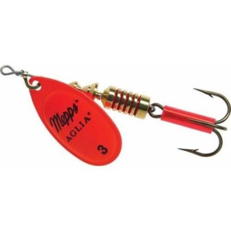 Aglia InLine Spinner 14 Oz Plain Treble Hook Hot Orange Blade