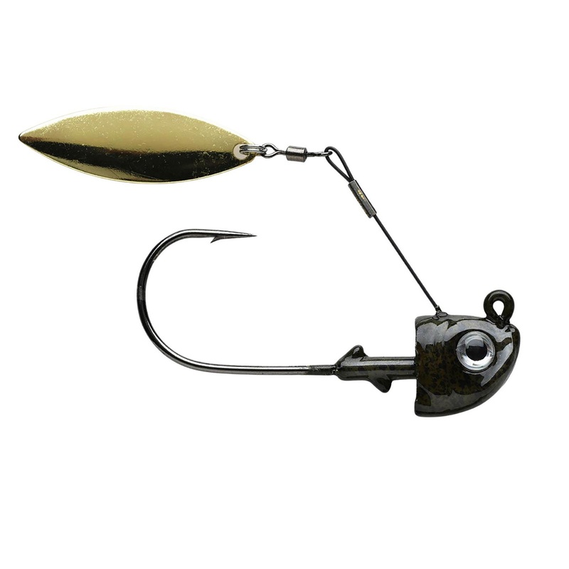 1st Gen Fishing Top Spin Jighead – 1/4 Oz. – 3/0 Hook – Green Pumpkin