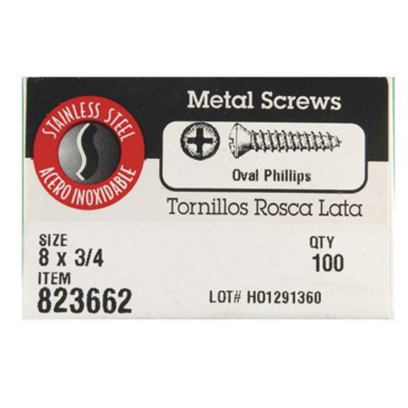 Hillman No. 8 X 3/4 in. L Phillips Oval Head Sheet Metal Screws 100 Pk
