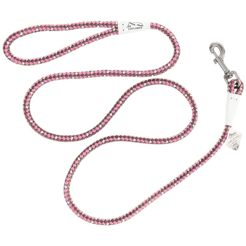 Coastal Pet 36216Rob 6 Ft. Dog K9 Explorer Reflective Braided Rope Snap Dog Leash – Rosebud Pink