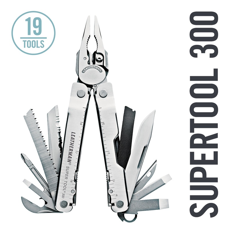 Leatherman Super Tool 300 Multi-Tool with Leather Sheath Stainless Steel Box
