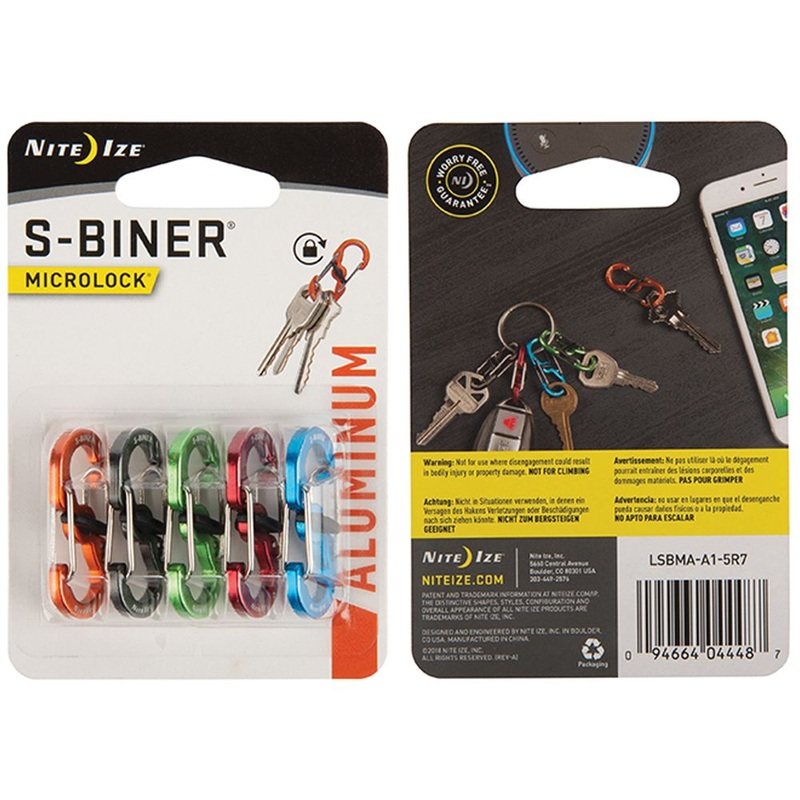 820034 S-Biner Aluminum Microlock Assorted Color – Pack Of 5