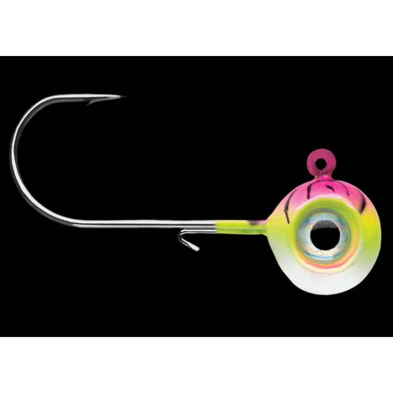 Vmc 3/8 Oz. Neon Moon Eye Jig – 4 Pack – Pink Fire Uv