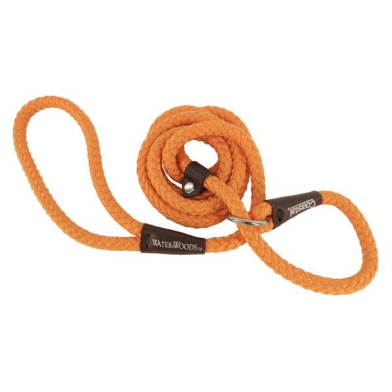 Water & Woods Braided Rope Slip Dog Leash Safety Orange