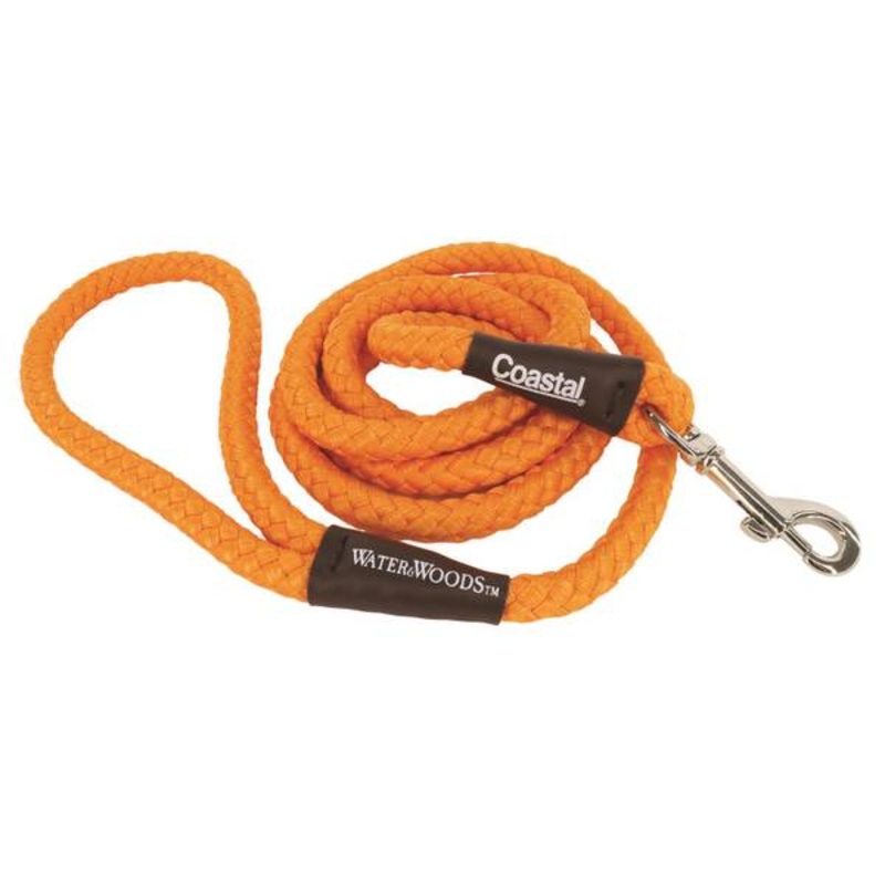 Water & Woods Braided Rope Snap Dog Leash Safety Orange