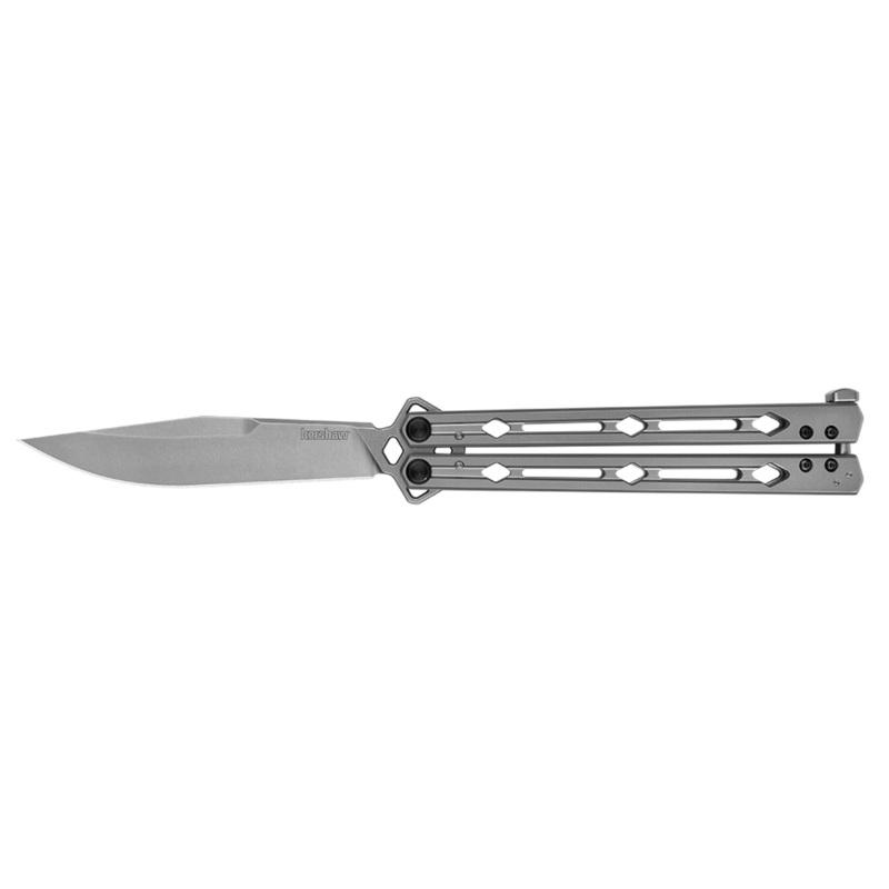 Kershaw 5150 Lucha Butterfly Knife – 4.6″ Stonewash Finish 14C28N Sandvik Blade -Stainless Steel Handle