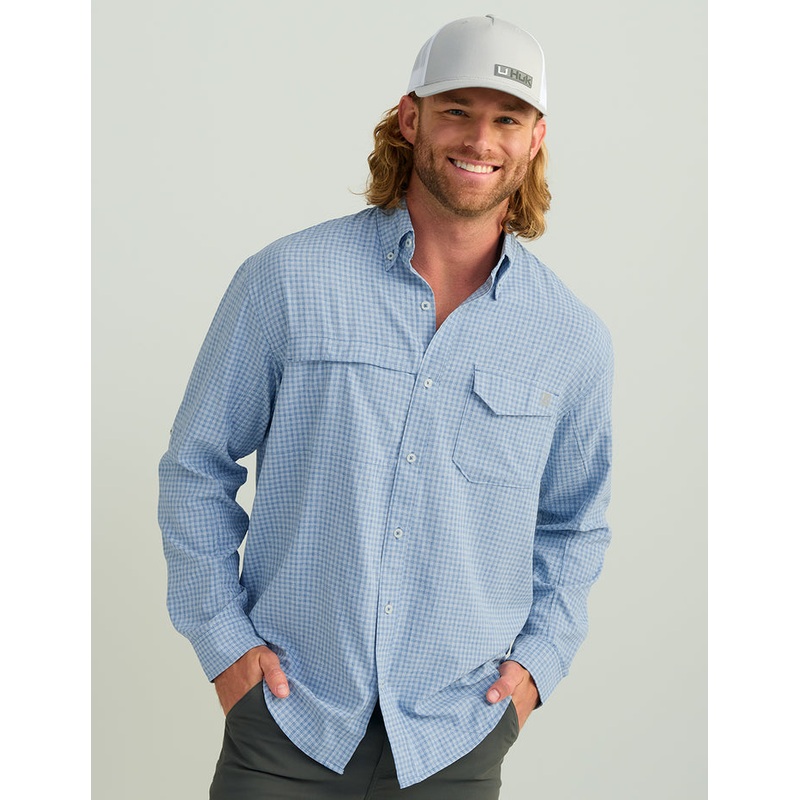 Huk Gear Tide Point Minicheck LS Button-Down Shirt Men’s