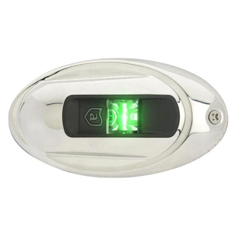 Attwood NV4012SSG-7 – Light Armor Stainless Steel Eliptical Deck Mount Starboard Side LED Light