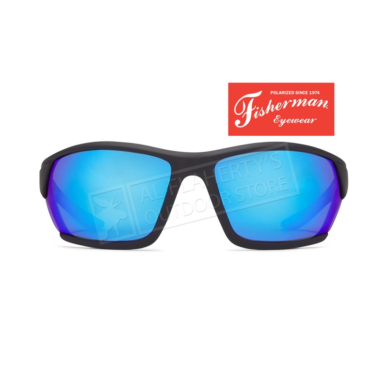 Fisherman Eyewear Breeze Polarized Sunglasses, Black with Blue Mirror Mirror Lens #50523031