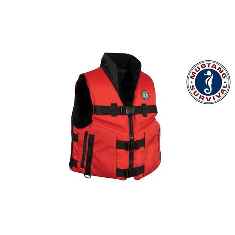 Mustang ACCEL100 Fishing Vest, Black & Red Sizes M-XXL #MV4626-216