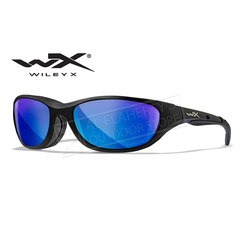 Wiley X Airrage Captivate Polarized Shooting Glasses with Blue Mirror/Gloss Black Frame #692