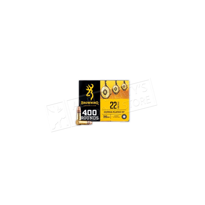 Browning Rimfire Ammo 22LR 36 Grain Copper Plated Hollow Point 400 Rounds #B194122800