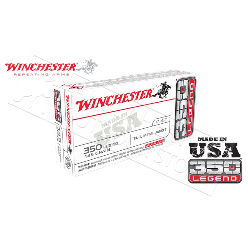 Winchester 350 Legend White Box, FMJ 145 Grain Box of 20 #USA3501