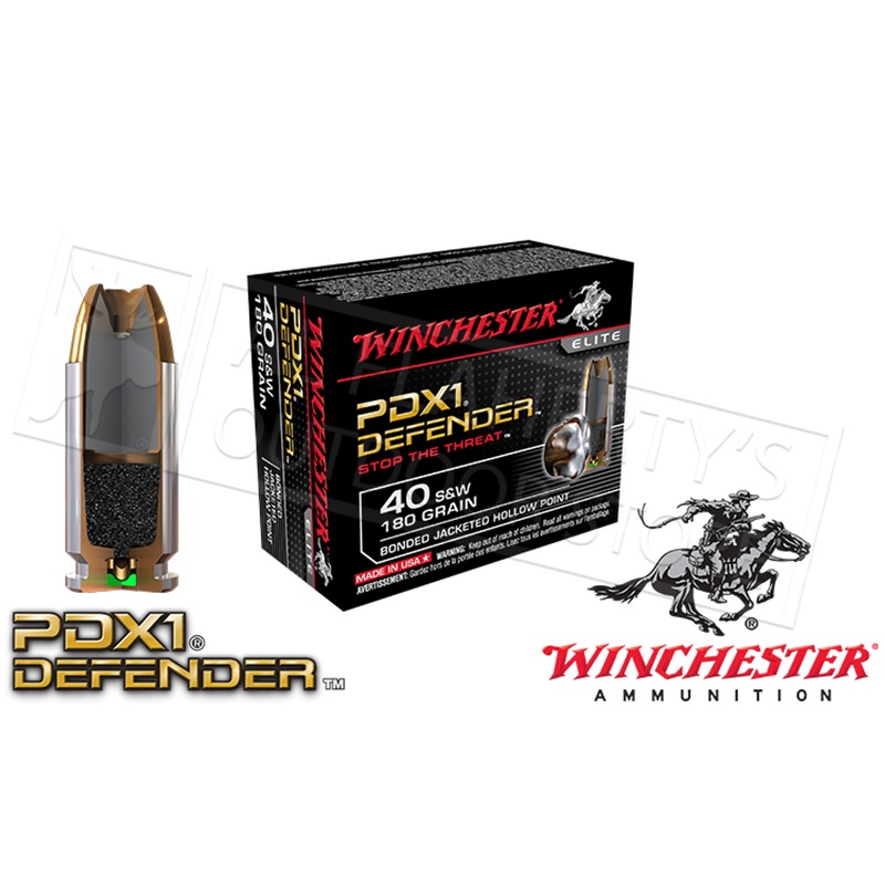Winchester .40S&W PDX1 Defender, Bonded JHP 180 Grain Box of 20 #S40SWPDB1