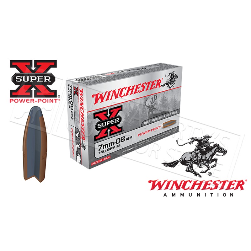 Winchester 7mm-08 Rem Super X, Power Point 140 Grain Box of 20 #X708