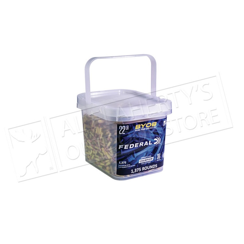 Federal Ammunition Bring Your Own Bucket Rimfire Ammo 22 LR, Copper Plated HP, 36 Gr, 1375 Rnd Bucket #750BKT1375