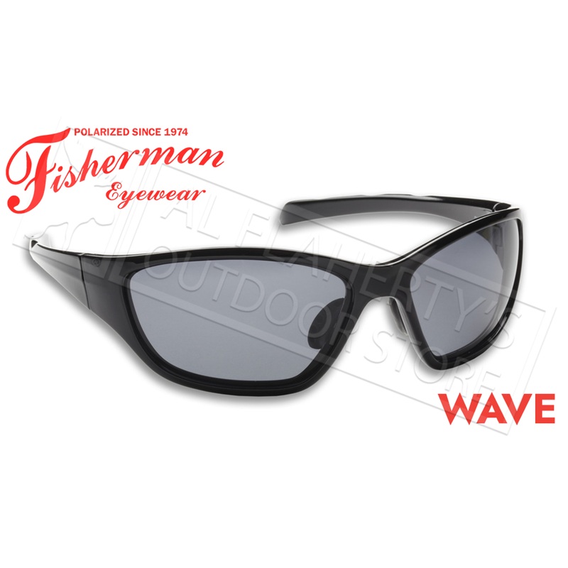 Fisherman Eyewear Wave Polarized Sunglasses, Shiny Black Frame with Gray Lens #50050001