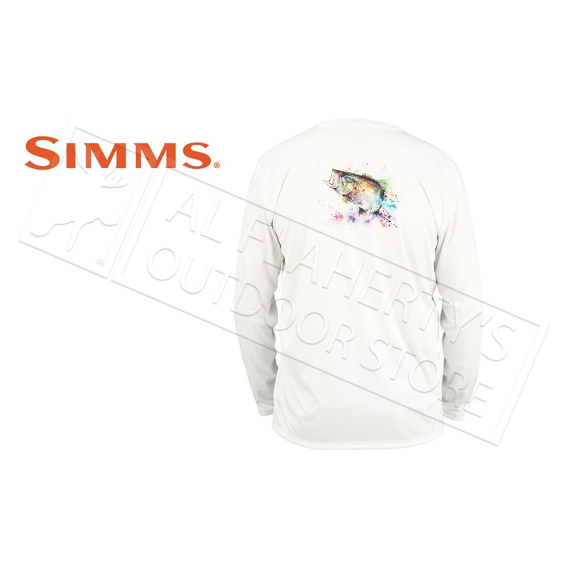 Simms Men’s Solar Tech Tee Long Sleeve Large Mouth Bass Print #12883-124