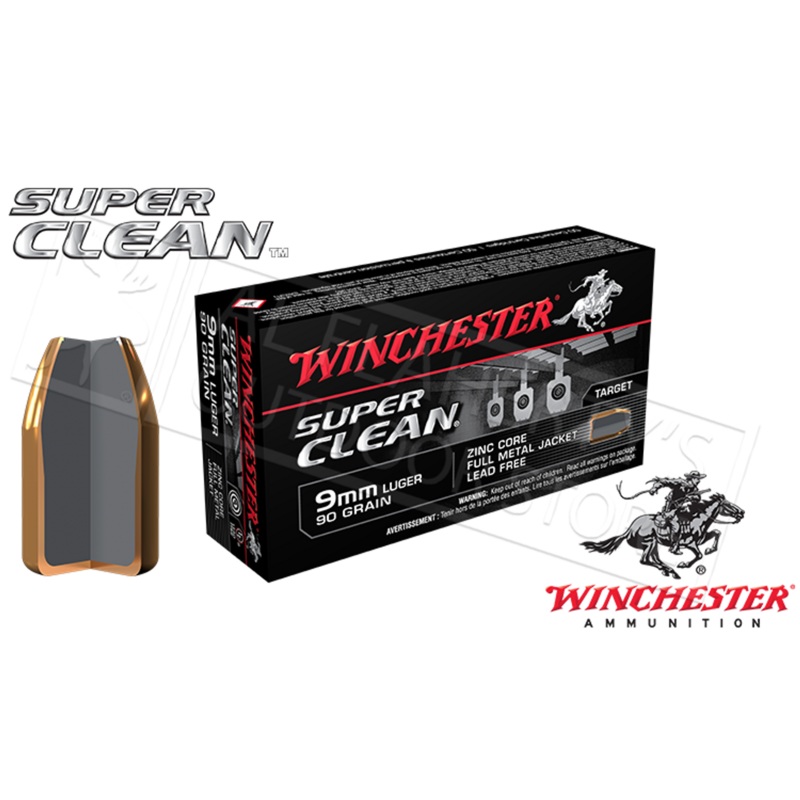 Winchester 9mm Super Clean, 90 Grain Box of 50 #W9MMLF