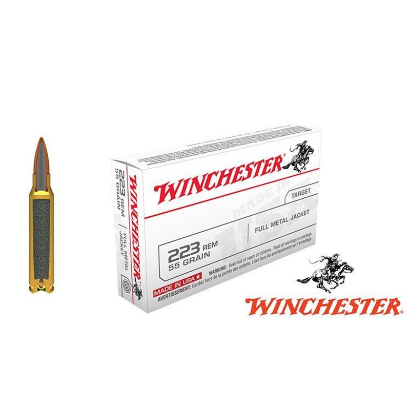 Winchester .223 Rem White Box, FMJ 55 Grain Box of 20 #W223K