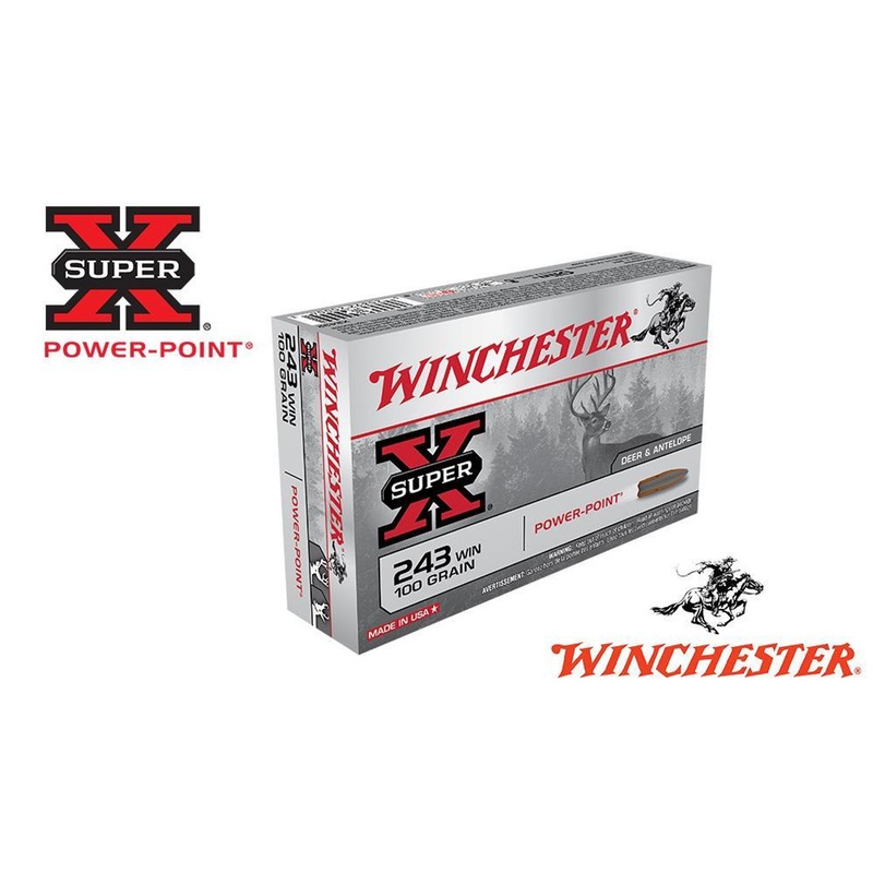 Winchester 243 WIN Super X, Power Point 100 Grain Box of 20 #X2432