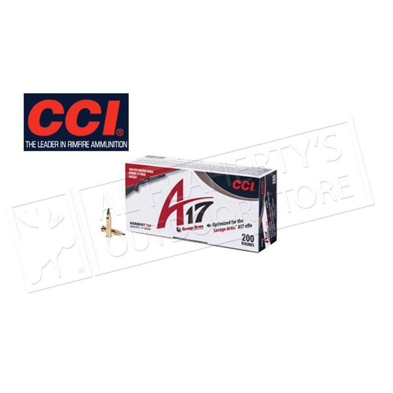 CCI 17 HMR Rimfire Varmint A17 17 Grain Tipped 200 rounds #949cc