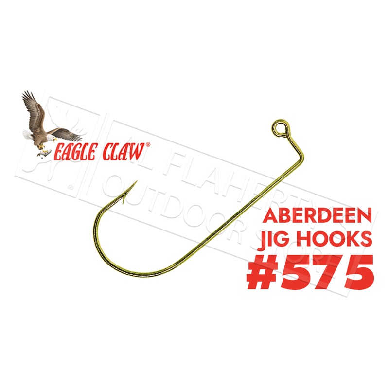 Eagle Claw Aberdeen Jig Hooks – Gold Finish Pack of 100 Size 1 #575-1