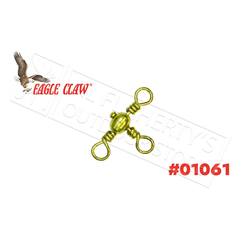 Eagle Claw Crossline 3-way Swivels Brass Finish, Sizes 4 6 and 8 #01061