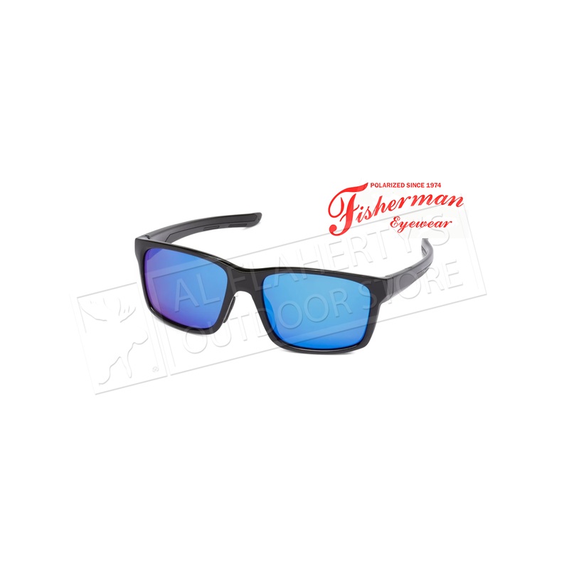 Fisherman Eyewear Pargo – Shiny Black with Dark. Gray Rubber Trim/Gray with Blue Revo Lens #50713031