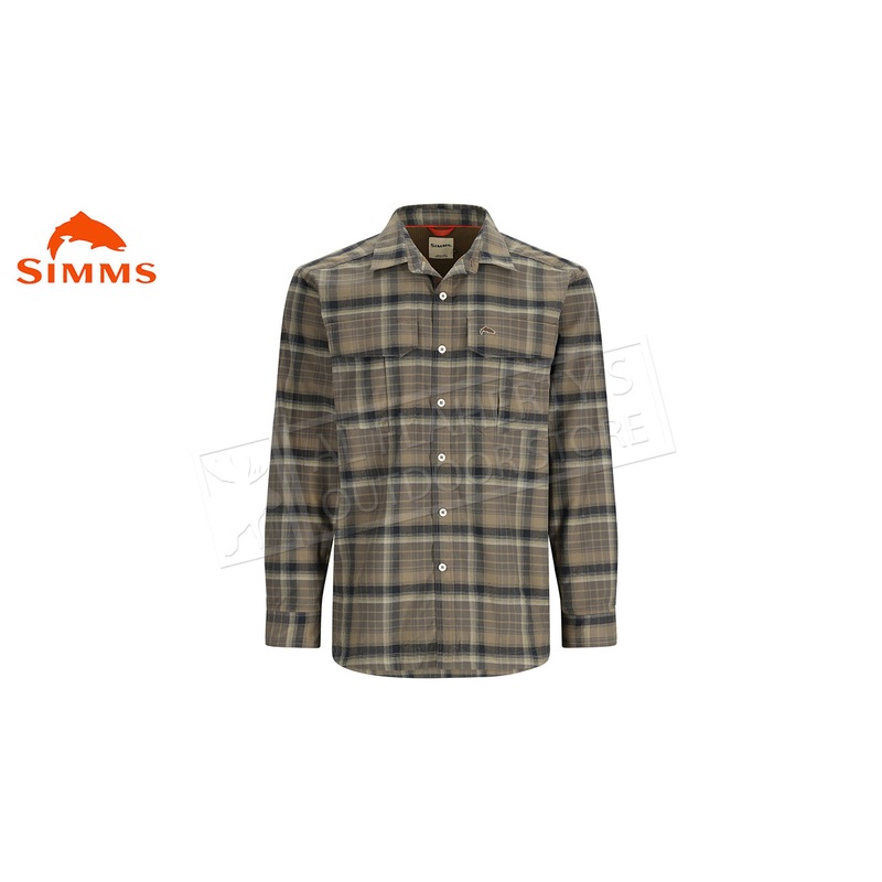 Simms Men’s Coldweather Long Sleeves Shirt, Hickory Clay Plaid #10777-1133