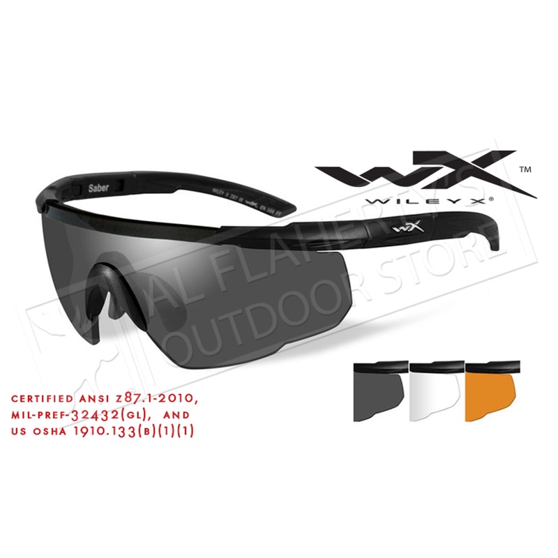 Wiley X Saber Advanced Shooting Glasses Combo with Clear Gray and Rust Lenses and Matte Black Frame #308
