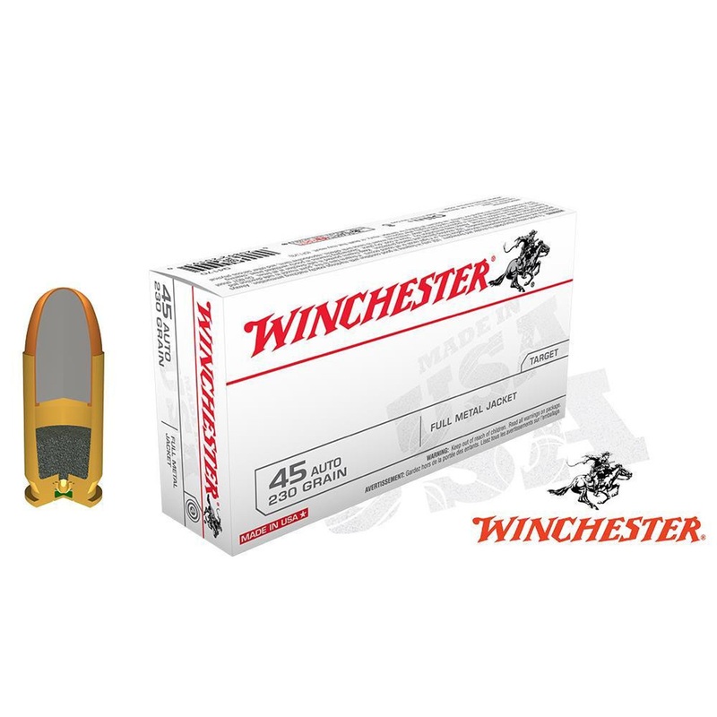 Winchester .45ACP White Box, FMJ 230 Grain Box of 50 #Q4170