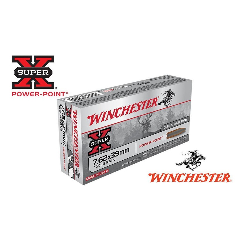 Winchester 7.62×39 Super X, Power Point 123 Grain Box of 20 #X76239