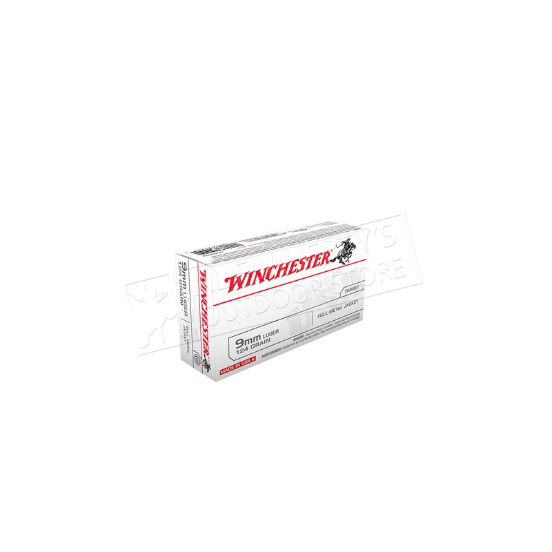 Winchester 9mm Target FMJ 124 Grain, Box of 50 #W9MM124
