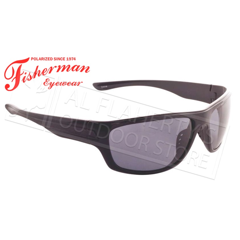 Fisherman Eyewear Striper Polarized Glasses, Shiny Black Frame with Grey Lens #96100354